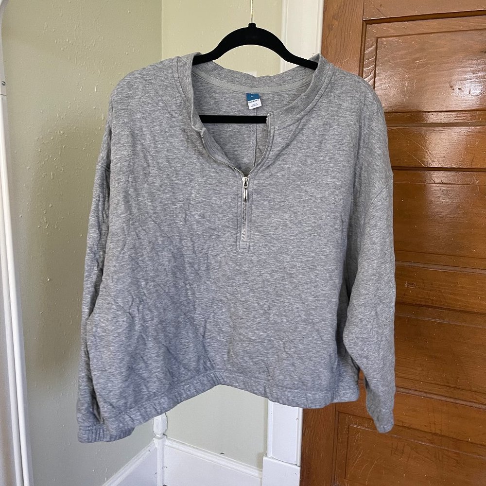 Quilted Cropped Half-zip Sweater